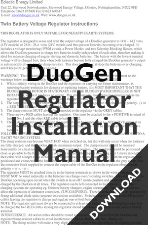 Regulator instructions DuoGen